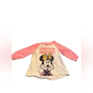 Disney Minnie Mouse Pink and Gray Long Sleeve Tee